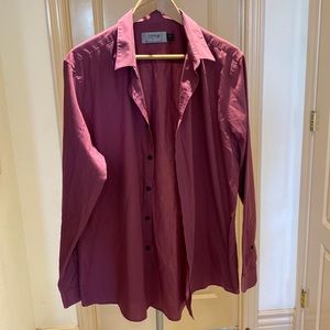 Topman - XL cotton and polyester burgundy button up